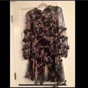 Needle and Thread Floral Ruffle Sheer Dress